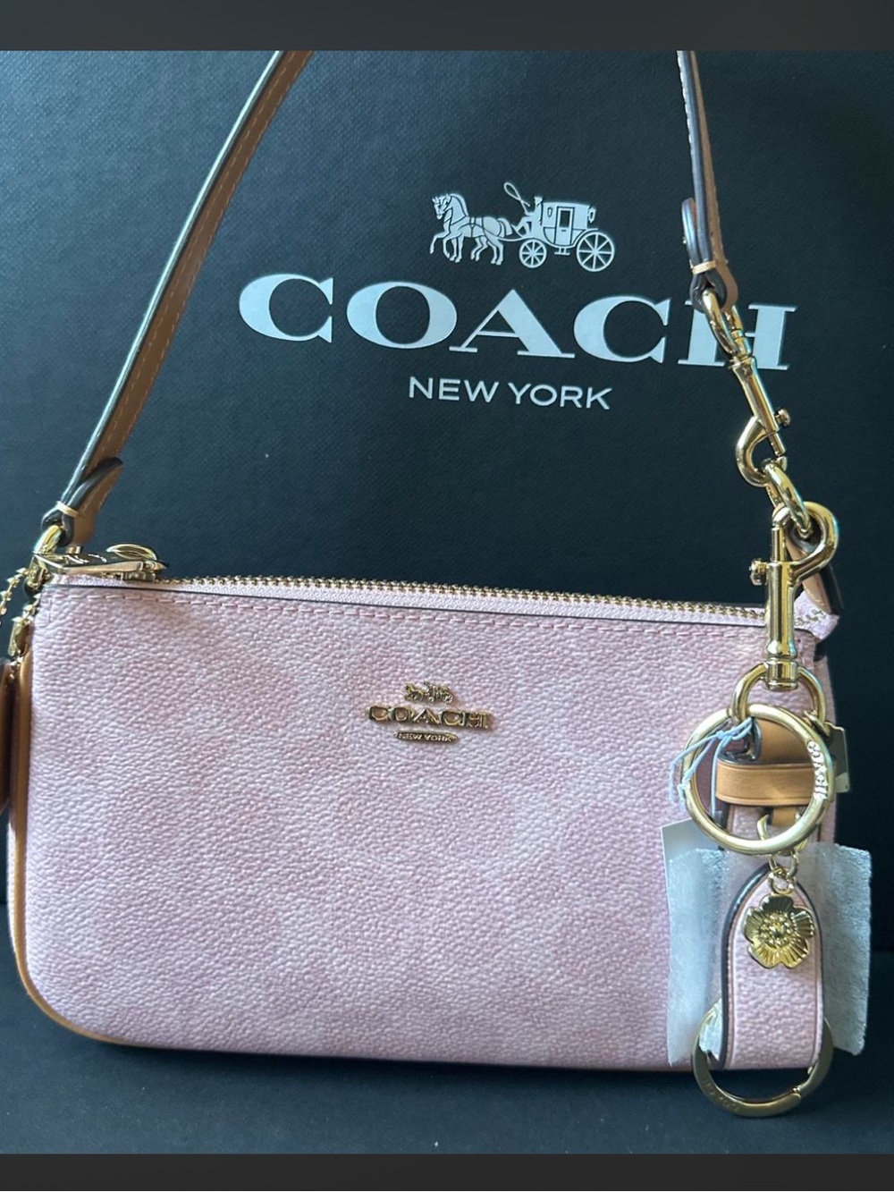 NWT Coach Powder Pink Signature Nolita 19 Shoulder Bag & Keychain Bundle 🌸🌸